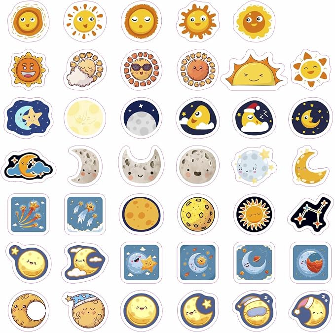 BulbaCraft 100Pcs Moon Stickers - Image 4