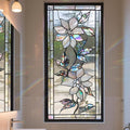 Stained Glass Window Privacy Film: Non-Adhesive Sun and Landscape Mosaic Design by AOHMPT