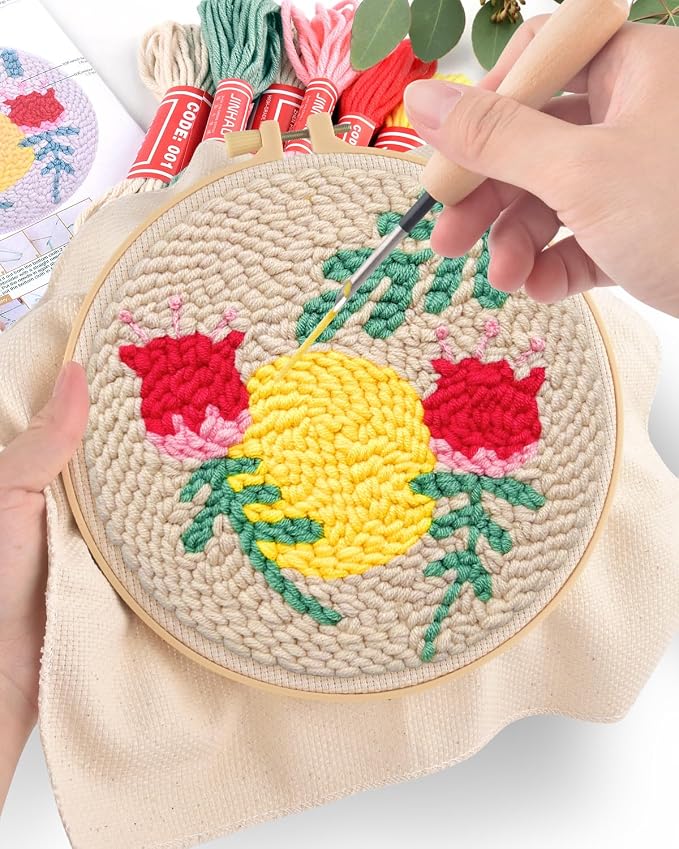 ERKOON Punch Needle Kit Adults Beginners, DIY Easy Floral Embroidery Set - Image 5