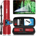 Rechargeable Flashlights High Lumens - Super Bright LED Tactical Flash Light, Powerful Waterproof Handheld USB C Flashlight for Camping,Emergencies,Home,5 Modes,Zoomable (1, Red)
