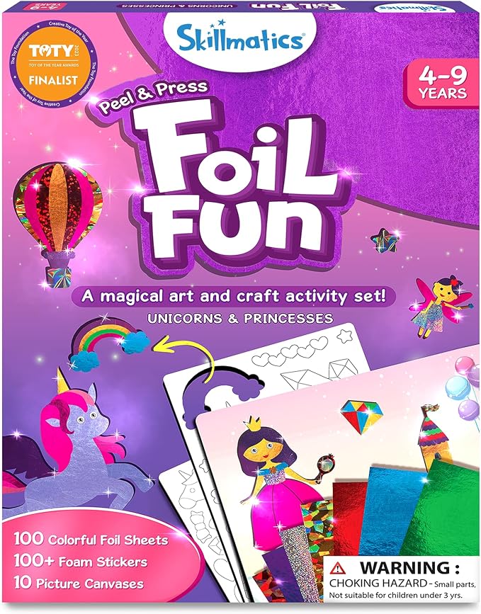 Skillmatics Foil Fun – Unicorns & Princesses, No Mess Art & Craft Kit | Craft by Skillmatics