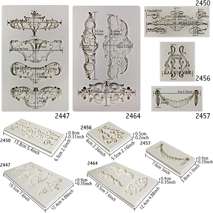Crown Baroque Style Ornament Silicone Molds 5-count Art Decor Filigree - Image 3