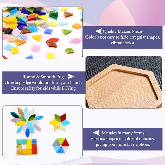 DIY Mosaic Tiles for Crafts, Mixed Stained Glass Ceramic Mosaic Craft Kits for - Image 3