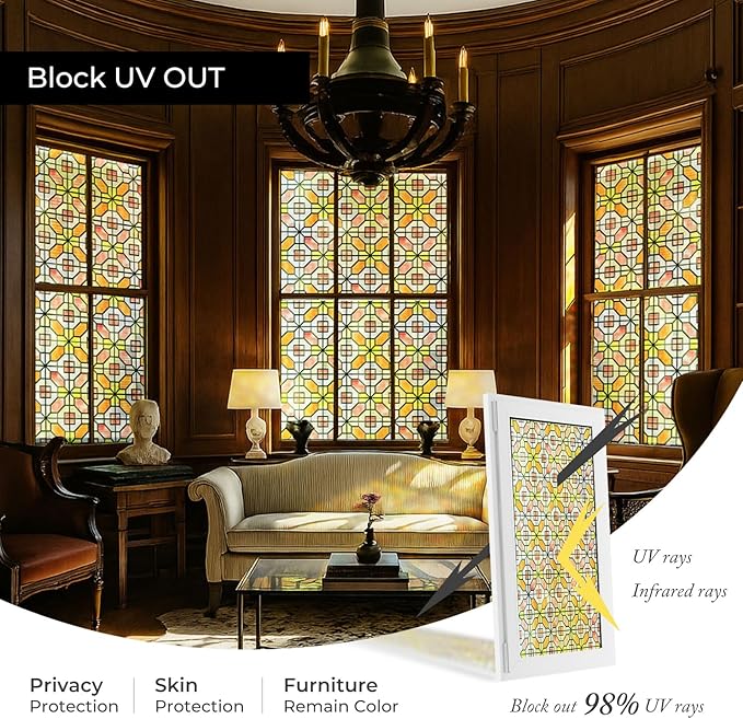 3D Stained Glass Window Film, Decorative Window Privacy Film - Image 3