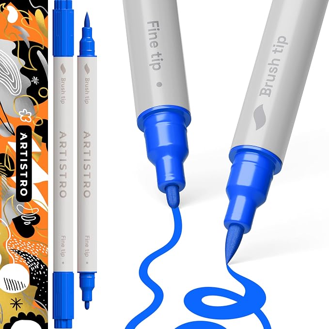 ARTISTRO 2 Blue Dual-Tip Acrylic Paint Pens by ARTISTRO