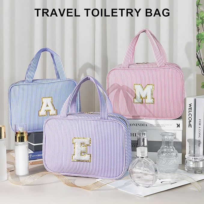 TOPEAST Hanging Toiletry Bag for Women - Travel Toiletry Bag Makeup Bag, Portable Toiletries Cosmetic Bag, Airplane Travel Essentials - Letter Z, Purple