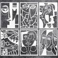 6 Pieces Abstract Face Pattern Stencils, 11.7x8.3 inch A4 Size Reusable Picasso by CZONG