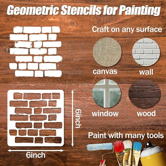 16PCS Geometric Stencils for Painting, Reusable Abstract Layering Stencils for - Image 5