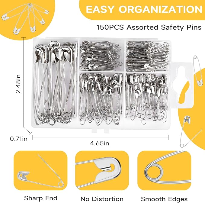 Huhuhero 160Pcs Safety Pins, Large & Small Safety Pins - Image 3