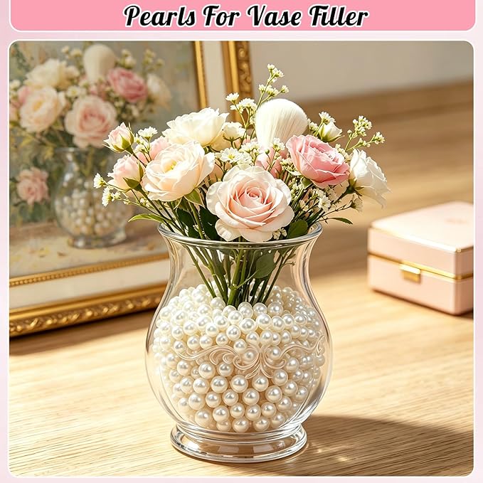 1200PCS 8mm Pearls for Crafting, Ivory No Hole Beads for Centerpieces Vases - Image 5