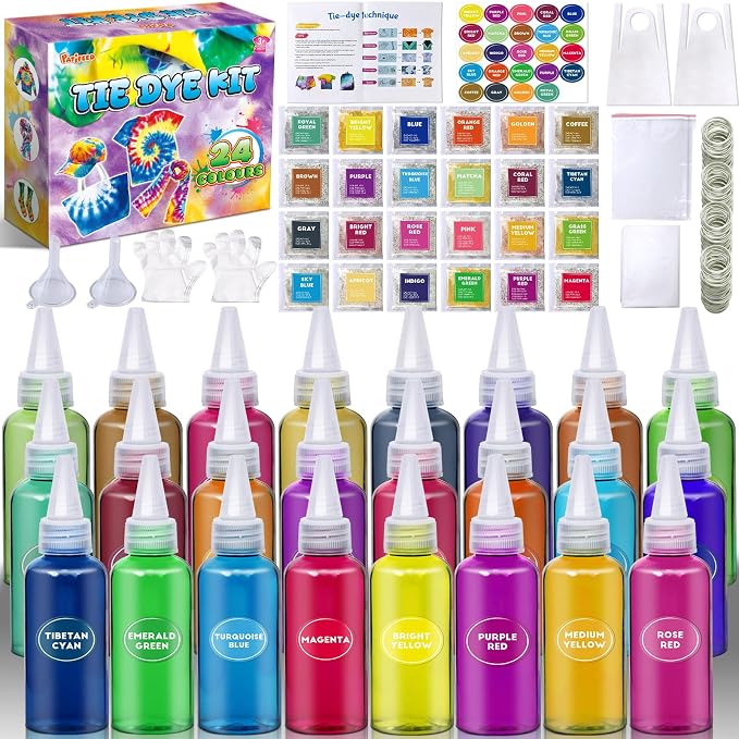 Tie Dye Kit, 24 Colours Fabric Tyedyedye Kit | Non-Toxic, by PATIFEED