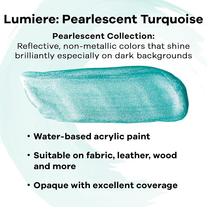 Jacquard Lumiere 2.25oz Fabric Paint Pearlescent Turquoise - Image 2