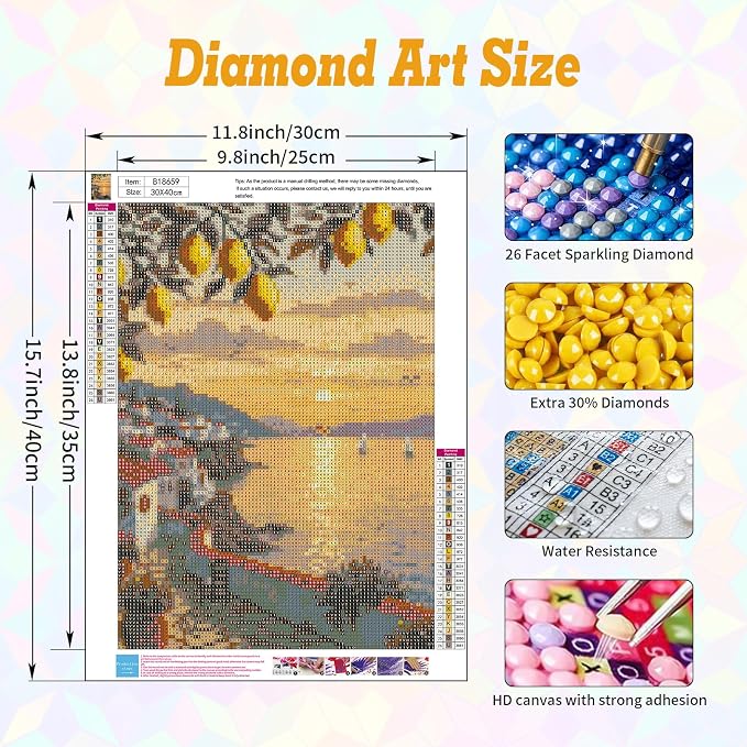 Lemon Tree Diamond Art Kits for Adults Beginners 12x16 in, DIY Craft Gift | - Image 3