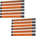 ALOANES 12 PC ABS Socket Organizer,1/2 inch, 3/8 inch, and 1/4 inch Drive Socket Rail Holders, Heavy Duty Socket Racks, Black Rails with Orange Clips