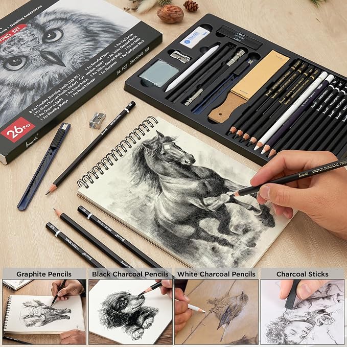 Brusarth Charcoal Pencils for Drawing, Professional Drawing Sketch Pencils - Image 4
