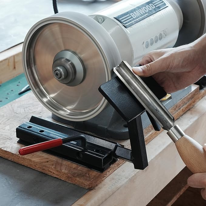 BG-GJ Set Complete Grinding Jig System for Wood Chisels, Grind Sharpening System for 8 Inch Grinders to Sharpen Lathe Turning Tools, Chisels, Skews, Bowl Spindle Gouges.