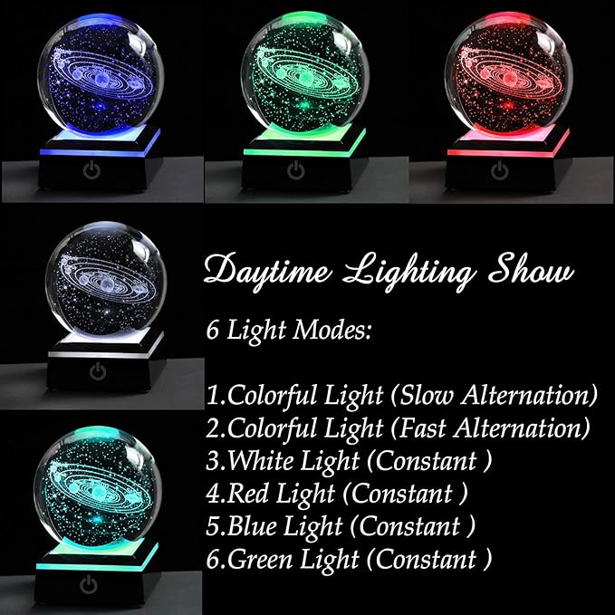 Qianwei 3D Solar System Model Crystal Ball Astronomy Gifts Men Space Decor | - Image 4