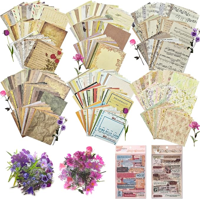 Naszonus 699 Pcs Vintage Scrapbook Paper Kit, Scrapbook Paper Supplies by Naszonus
