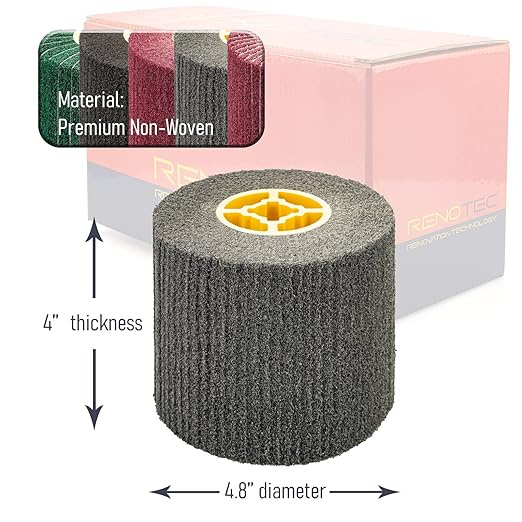 Non-Woven Wire Drawing Flap Wheel, 120x100mm, for Stainless Steel Satin Finishing and Metal Surface Treatment, Conditioning Drum Buffin for Burnishing Polishing Machine (240-600 Grit Set)