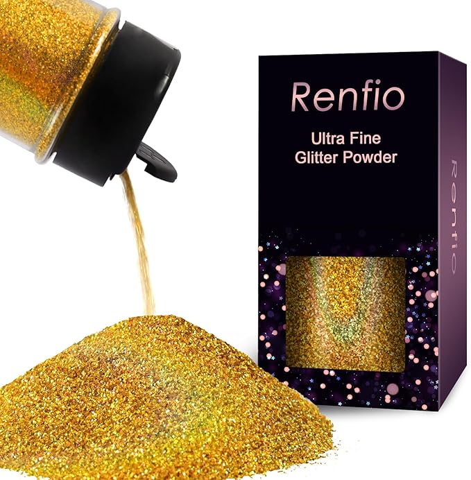Renfio Holographic Ultra Fine Glitter Powder Metallic Resin Glitter 2.11 Oz PET by Renfio