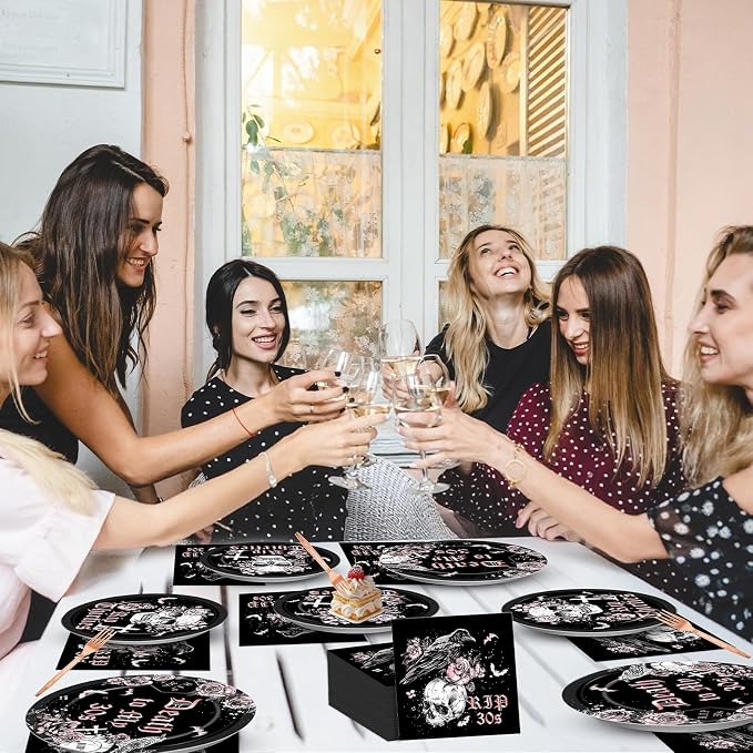 Qyeahkj 100 Pcs 40th Birthday Party Supplies Death to My 30s Paper Plates and - Image 6