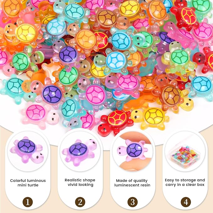 200pcs Mini Resin Turtles Luminous Tiny Turtle - Image 3