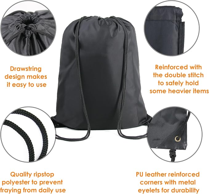 BeeGreen Black Purple Drawstring Backpack Bags Bulk 2 Pack X-Large 22.4" L x - Image 3