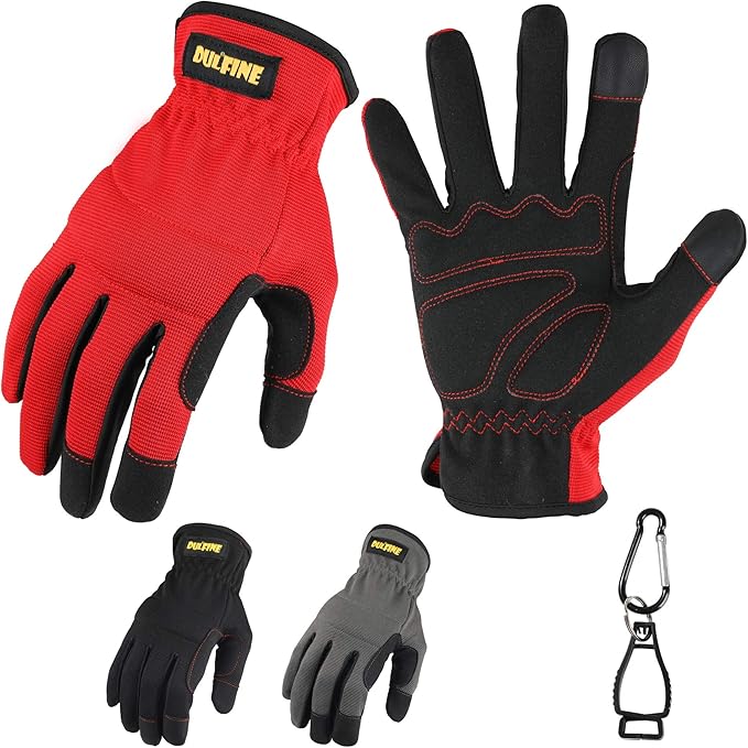 DULFINE High Performance Work Gloves For Men(3 Pairs Pack), High Dexterity Touch Screen For Multipurpose,Excellent Grip (Extra Large)