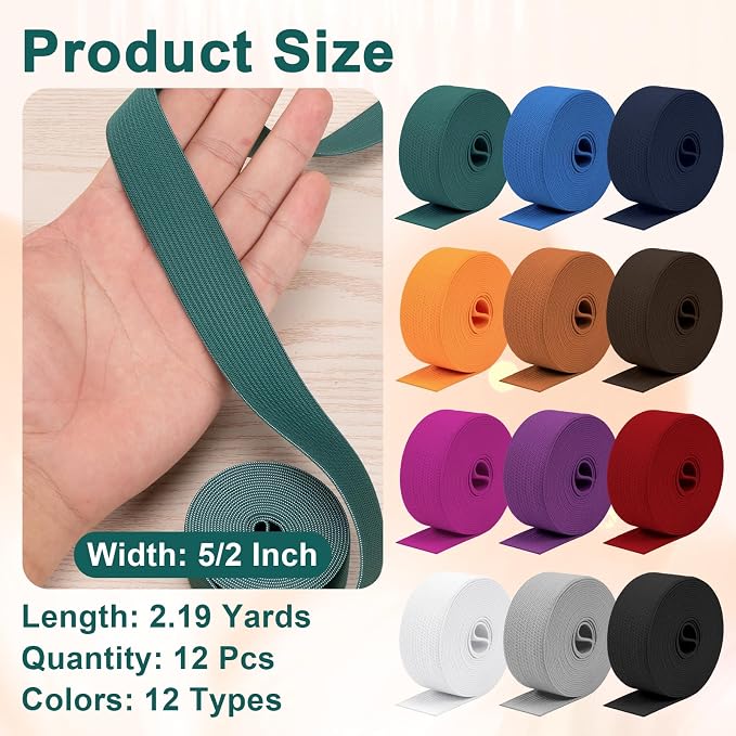 Airisoer 12 Rolls 1 Inch Elastic Band - Image 2