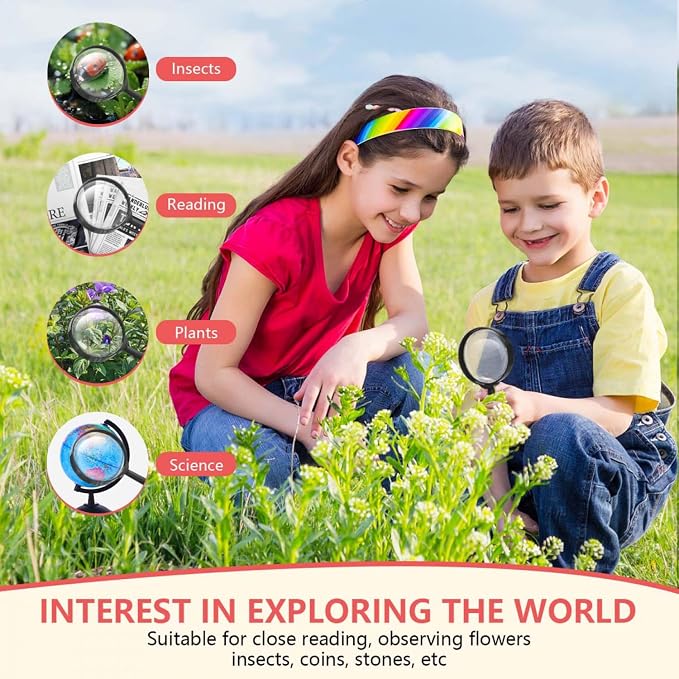 SenseYo 12 PCS Magnifying Glass 5X Mini Kids Magnifying Glass - Image 5