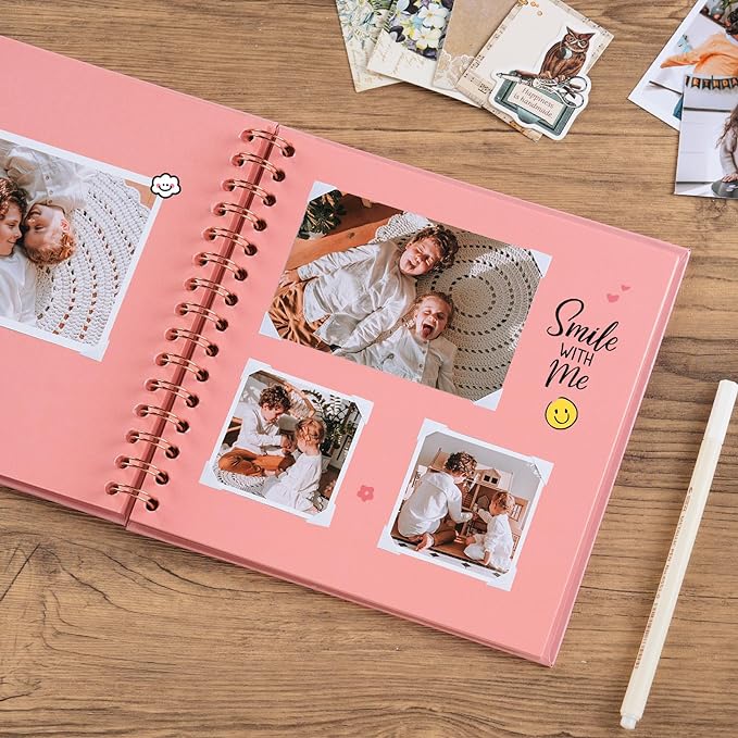 potricher 8 x 8 Inch DIY Scrapbook Album 40 Pages Hardcover Kraft Paper Scrap - Image 3