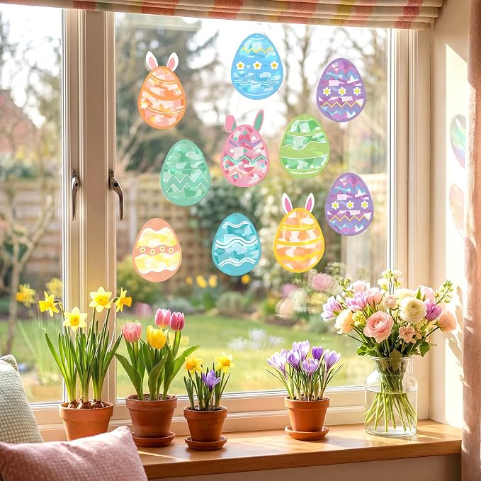 Renbuzhu 48PCS Easter Crafts Bulk: Eggs Paper Suncatchers DIY Kit - Image 7