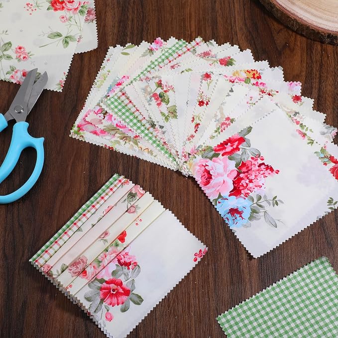 84 Pcs Charm Packs for Quilting 5 inch, Pre-Cut Vintage Floral Print Cotton - Image 6