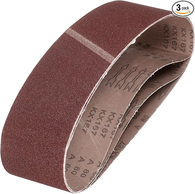 HARFINGTON 4 x 52 1/2 Inch Sanding Belts, 3 Pcs 80 Grit Aluminum Oxide Abrasive Belt Sander File Belt for Woodworking, Metal Polishing, Knife Sharpener