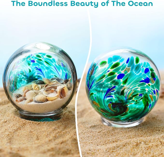 QFkris 4'' Sea Globe Hand Blown Art Glass Decor - Image 4