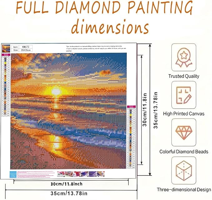5D Diamond Painting Kits for Adults Beginner, Sunset Landscape Beach Diamond - Image 5