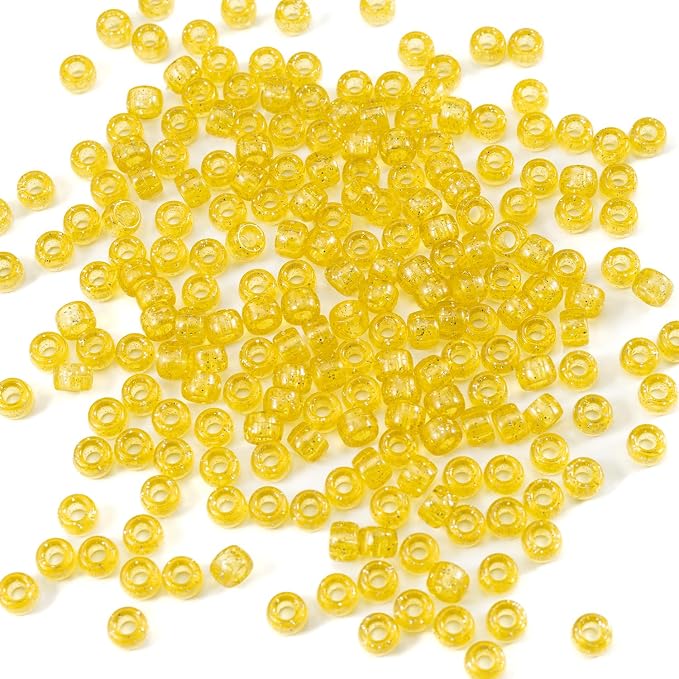 Gxueshan 1000 Pcs Acrylic Plastic White Pony Beads 6x9mm Bulk Kandi Beads by Gxueshan