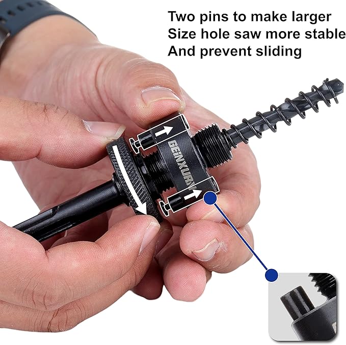 SDS-Plus Hole Saw Mandrel, Include 2Pcs Hole Saw Arbors with 3Pcs 1/4 Inch HSS(M2) Central Drill/2PCS Hex wrench/2Pcs Spring