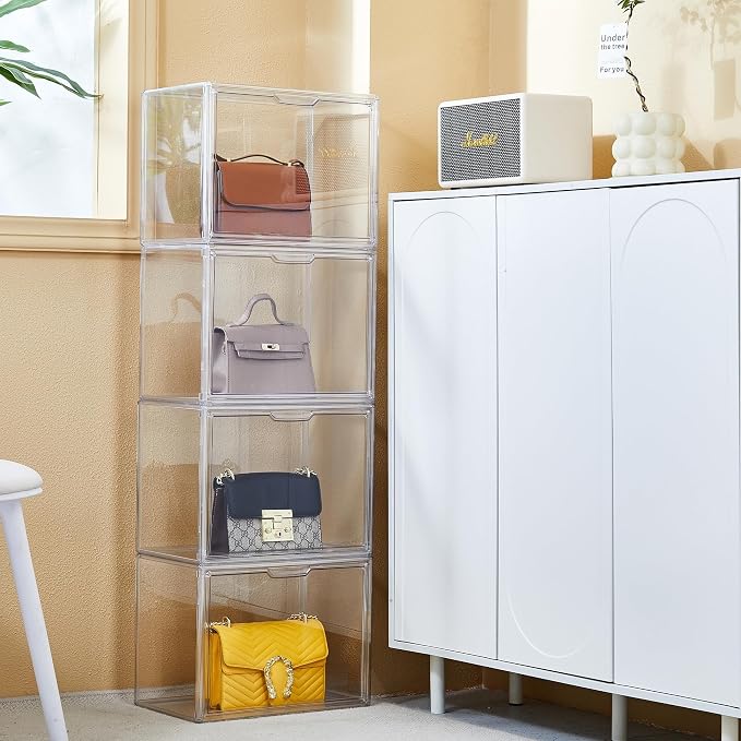 ZLLZUU Acrylic Display Case Large Clear Boxes 3 Pack Stackable Storage Bins | - Image 6