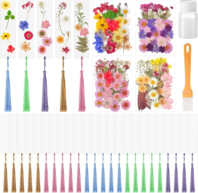 Eaasty 190 Pcs Pressed Flower Bookmark Making Kit, 24 Clear Acrylic Bookmarks by Eaasty