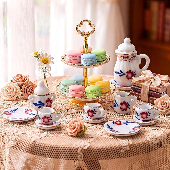 Geiserailie 2 Set 1:12 Dollhouse Miniature Porcelain Tea Cup 30 Pieces Mini - Image 6
