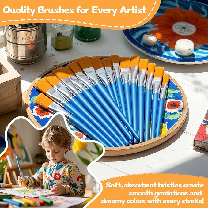 40 Pcs Flat Paint Brushes, 1 Inch Craft Paint Brushes, Large Acrylic Paint Brush - Image 5