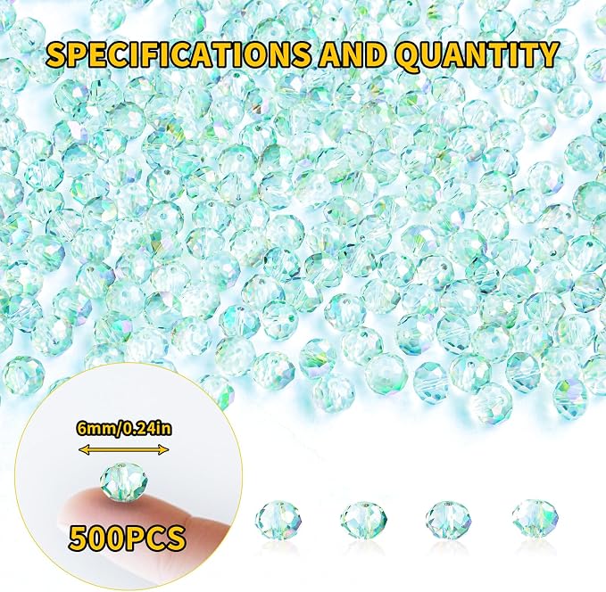 500Pcs 6mm Crystal Glass Beads for Jewelry Making Beads for Bracelets Necklace - Image 2