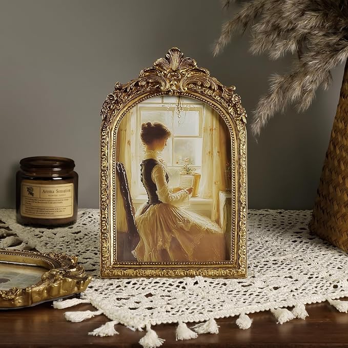 Cuspin Vintage Picture Frames 5x7 Gold Frame, Antique Arched Picture Frame - Image 9