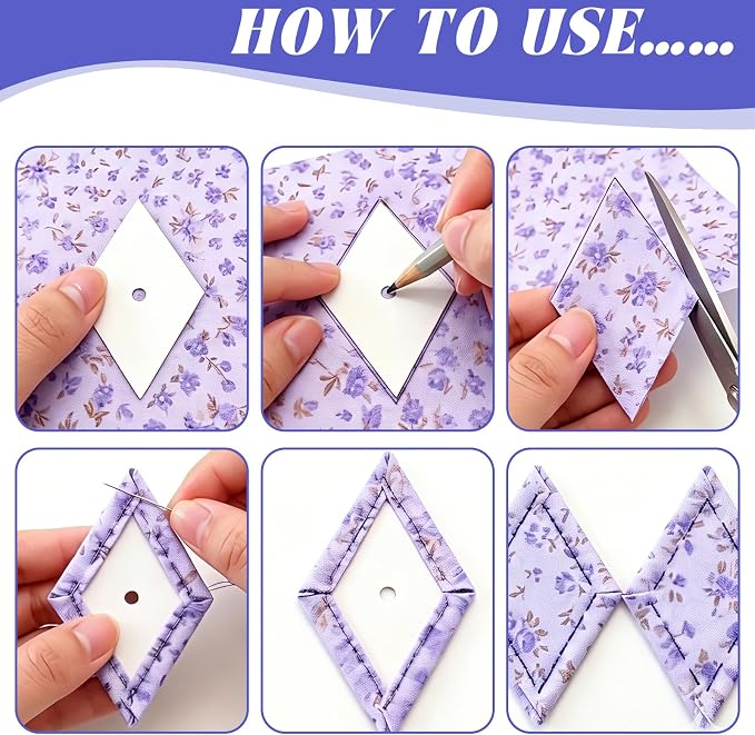 Neworkg 600 PCS 1.5" Diamond 60 Degrees Piecing Paper Templates, Quilting - Image 4