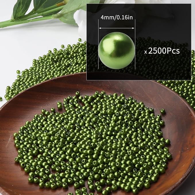 2500pcs Green 4mm Pearl Beads - Image 2