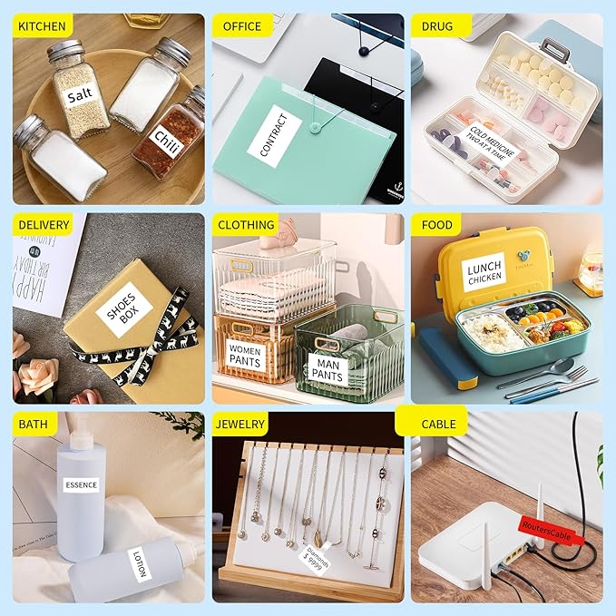 PUQU 30x70mm Direct Thermal Sticker Labels, Self-Adhesive All-Purpose Label Maker Tape, Compatible with AQ Series Label Printer, Refills Standard Laminated Office Labeling, 3 Rolls, 330 Labels