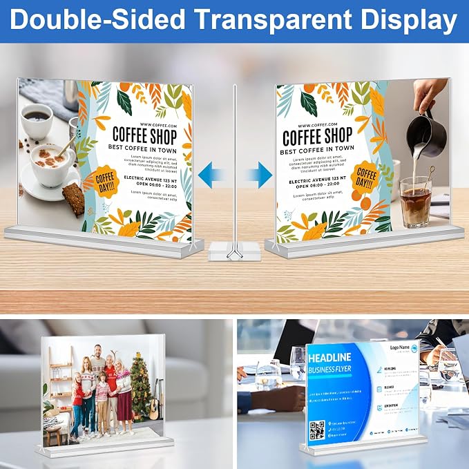 Acrylic Sign Holder 7x5, 6 Pack Clear Sign Holder Double Sided Table Menu - Image 4