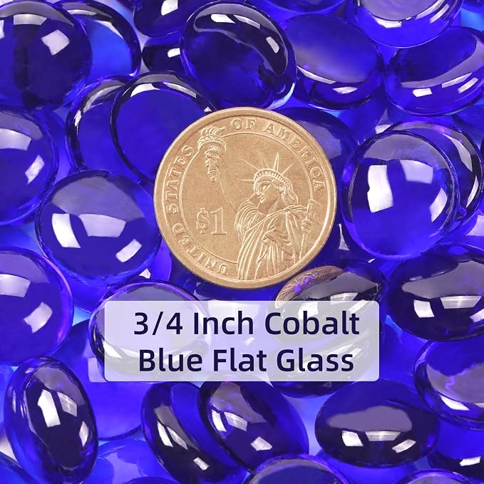 1LB Cobalt Blue Flat Glass Marbles - Image 2