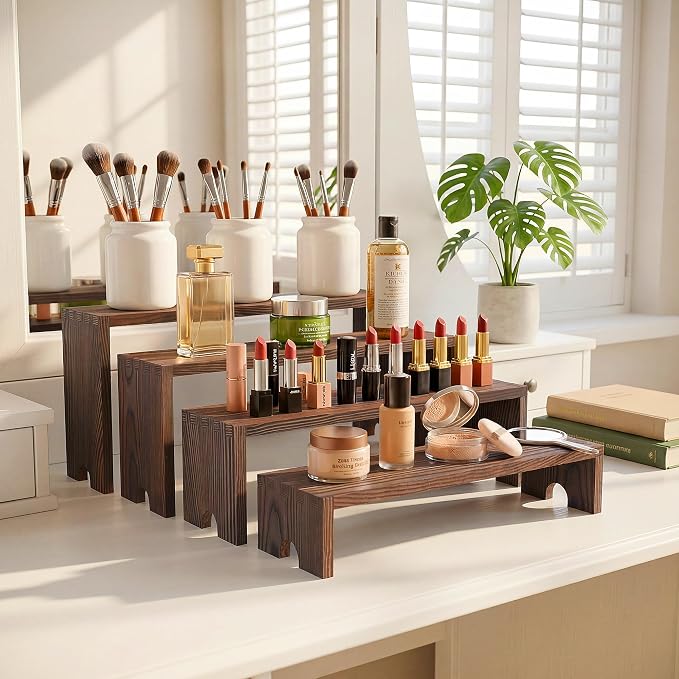2 Set Wooden Cupcake Stand for Decor, 4 Tiered Stackable Display Risers - Image 7